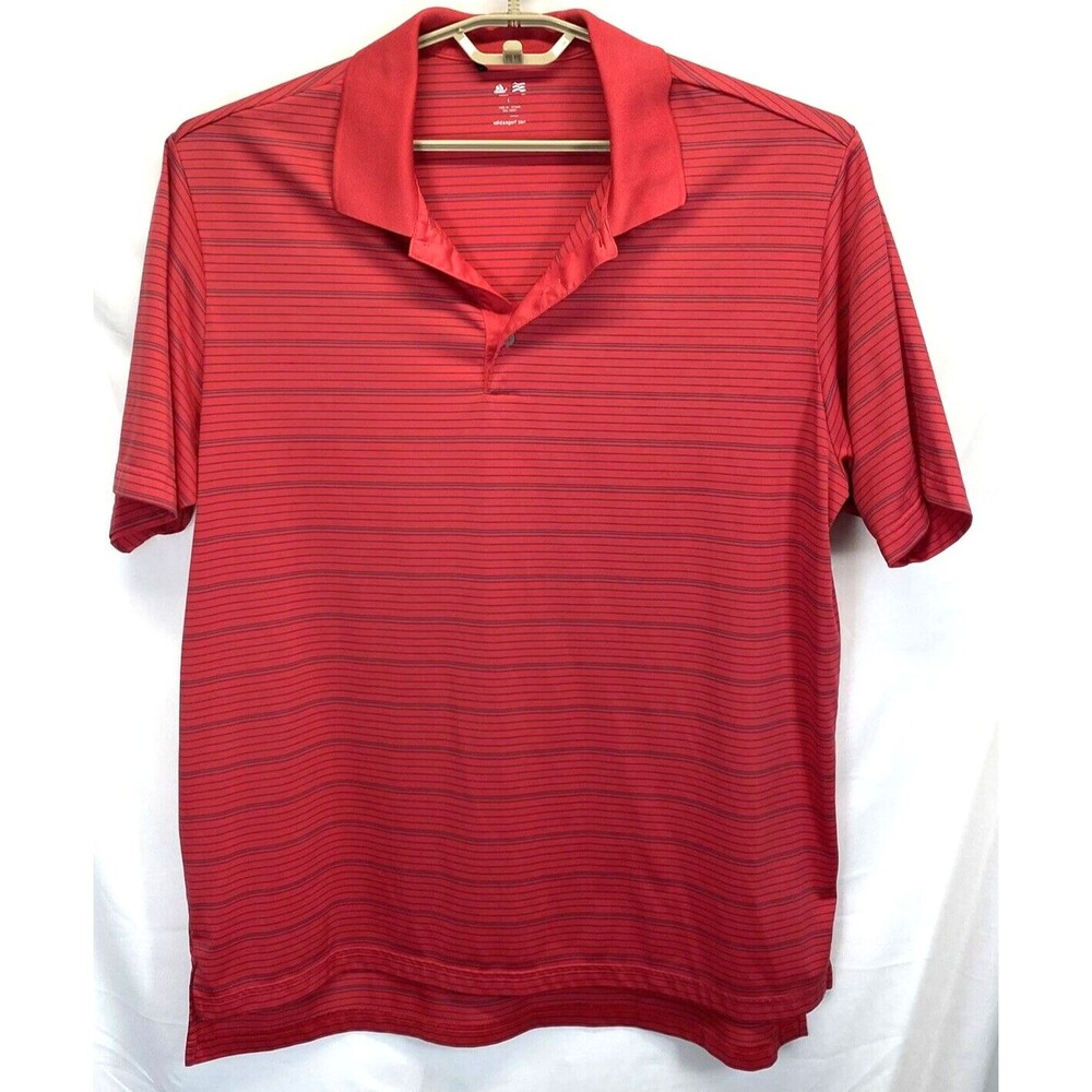 Adidas Golf Short Sleeve Mens Polo Shirt Red Blue Strip 2XL (Check Measurements)